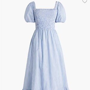 J. Crew striped puff sleeve midi dress